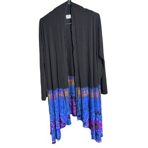 Unique Batik Longs Sleeve Tie Dye Cardigan Viscose Standard Size Black purple
